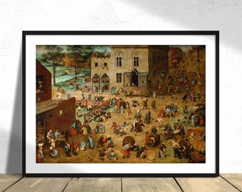 Children’s Games  - Pieter Bruegel the Elder | Retro Poster, Vintage Art, Famous Art Print