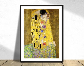 The Kiss - Gustav Klimt | Classic Art, Austrian Nouveau Style, Reproduction, Retro, Vintage Poster, Symbolism Print, Kissing Couple, Gift