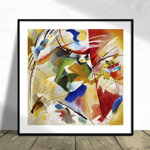 Gemälde mit grüner Mitte - Wassily Kandinsky I Quadratischer Druck, Quadratisches Poster, Poster Reproduktion, Abstrakte Kunst, Bunte Kunstdruck, 24x24