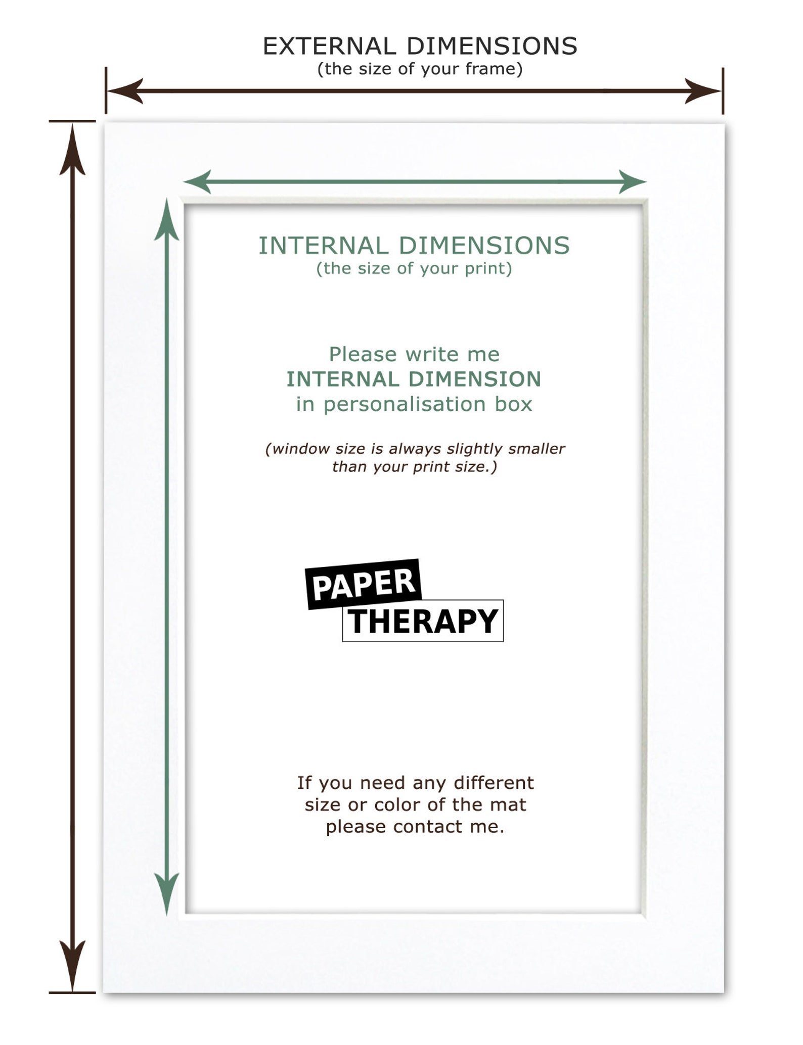 Custom Size Mat Board for Frame / Picture Mount, Black Matte, White