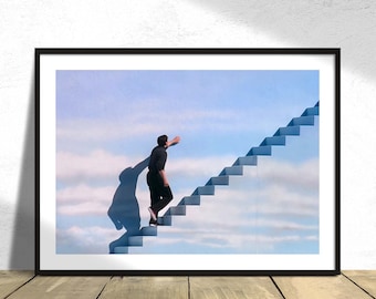 The Truman Show Movie Poster  Stairs Scene  -  Jim Carrey, Truman Burbank Movie Print