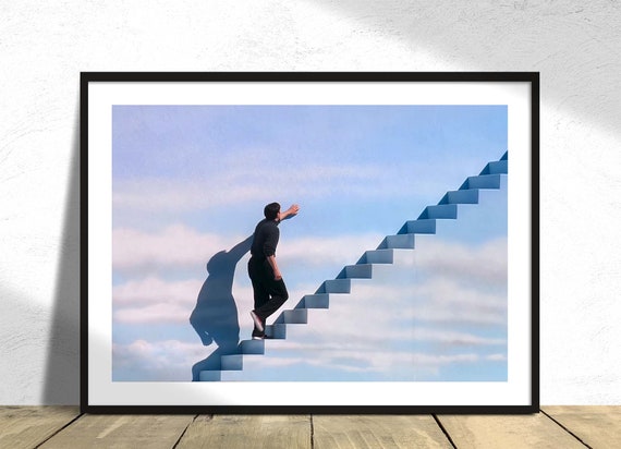 The Truman Show Movie Poster Stairs Scene Jim Carrey, Truman Burbank  Movie Print