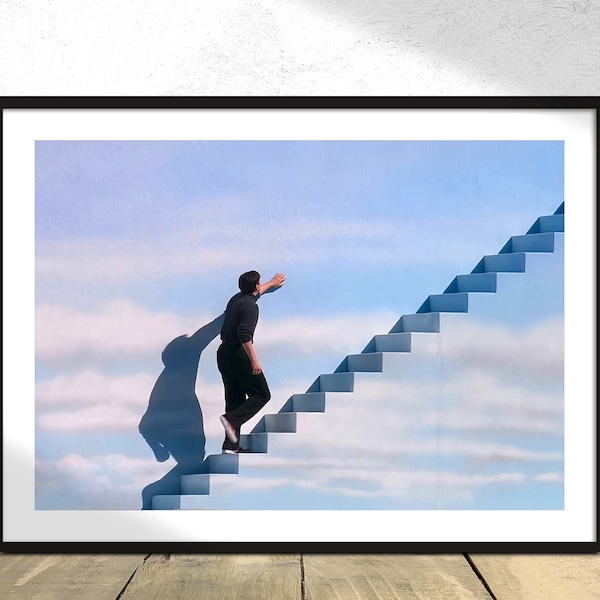 The Truman Show Movie Poster Stairs Scene - Jim Carrey, Truman Burbank Film Kunstdruck