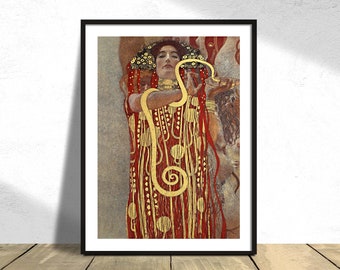 Hygieia - Gustav Klimt | Medicine Print, Modern Art, Austrian Symbolism Style, Reproduction, Retro, Vintage, Gift Idea, Exhibition Poster A1