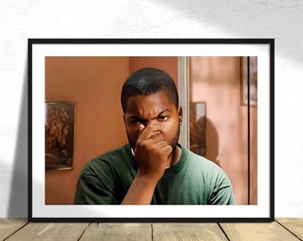 Friday Movie Poster Bathroom Scene -  Black and White Poster - Funny Toilet Scene Print Smile Wall Art Ice Cube Craig Jones Restroom picture