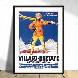 Affiche Villars-Bretaye - Rodolphe Michaud I Travel Print, Ski Poster, Winter, Schweiz Retro Print, Vintage Poster, Werbeplakat