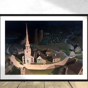The Midnight Ride of Paul Revere - Grant Wood | Modern Decor, Reproduction Art, Retro Print, Vintage Poster, American Regionalism, Landscape