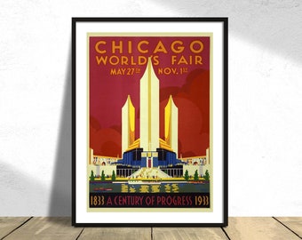 Chicago world's fair, a century of progress, expo poster, 1933 ITravel Print,USA Retro Print,Vintage Poster, Chicago City, Advertising Print