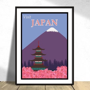 Visit Japan - Travel poster I Travel Print, Gift Idea, Wall Dec, Retro Print, Vintage Poster, Home Decor, Travel Inspiration, Japan Culture