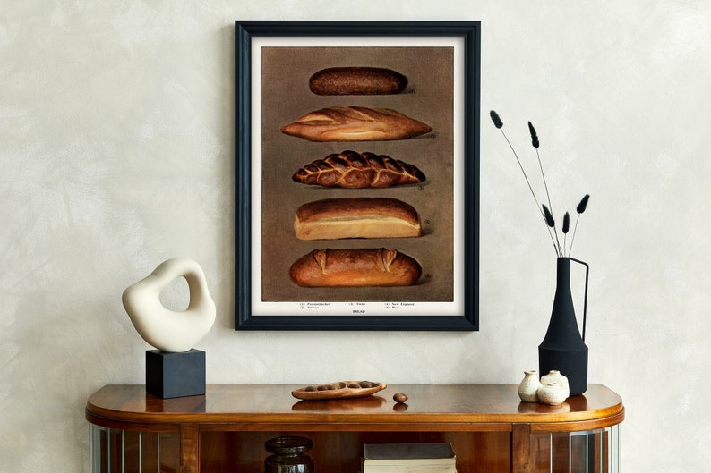 The Grocer's Encyclopedia Kitchen Decor, Reproduction Retro, Restaurant Print, Food Art, Vintage Collection, Types of Baked Bread Loaves image 5