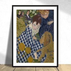 Frauen mit einem Hund - Pierre Bonnard I Werbeplakat, französischer Druck, Frau und Hundeportrait, Impressionismus Kunst, Vintage Kunstplakat, Hund Dec