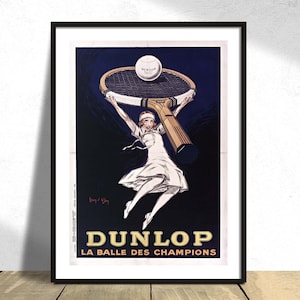 Dunlop, la balle des champions - Jean d'Ylen I Cartel publicitario, Idea de regalo, Impresión de tenis, Cartel vintage, Decoración del hogar, Arte francés, Deporte