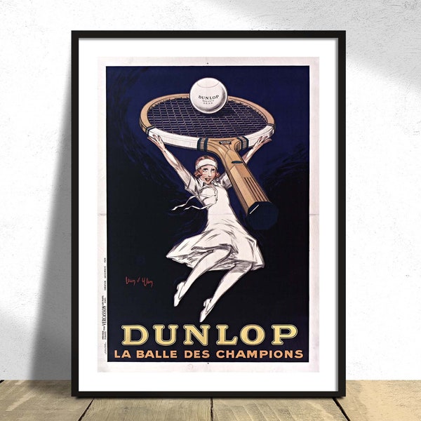 Dunlop, la balle des champions - Jean d'Ylen I Advertising Poster, Gift Idea, Tennis Print, Vintage Poster, Home Decor, French Art, Sport