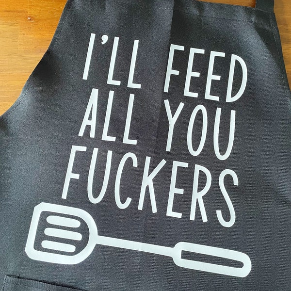 Blue Q Strofinaccio Divertente 'I'll Feed All You Fuckers' - 100% Cotone, 71x53 Cm, Regalo Originale