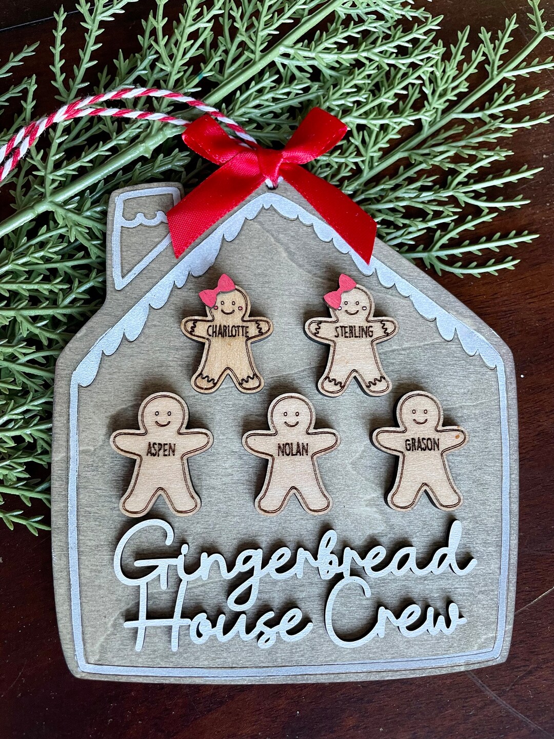Gingerbread House Crew Ornament Custom Grandkids Kids Etsy