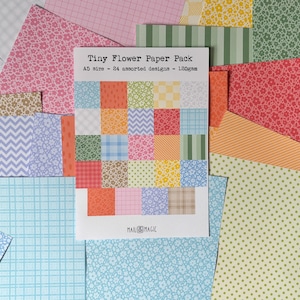 Tiny Flowers Journal Paper Pack | 24 unique sheets of 120gsm A5 paper | Cute Scrapbook Paper image 2