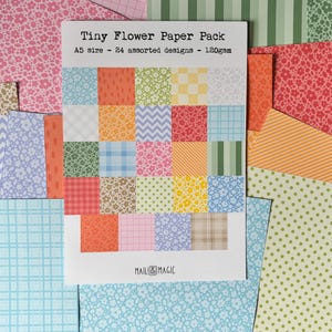 Tiny Flowers Journal Paper Pack | 24 unique sheets of 120gsm A5 paper | Cute Scrapbook Paper image 7