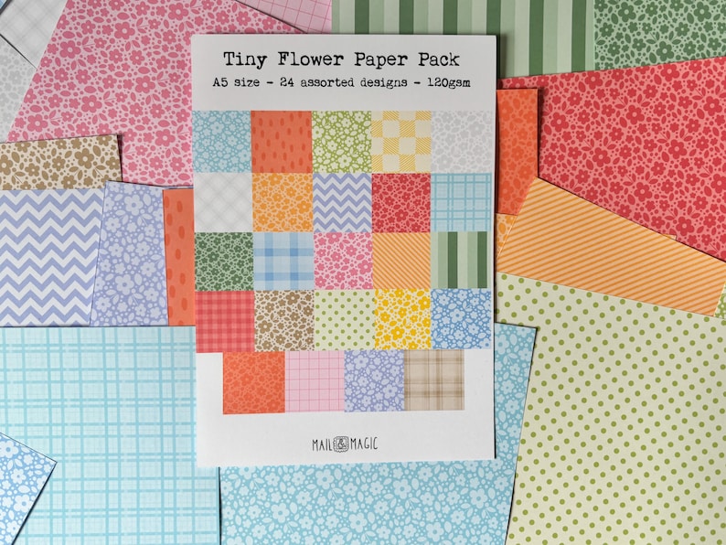Tiny Flowers Journal Paper Pack | 24 unique sheets of 120gsm A5 paper | Cute Scrapbook Paper image 7