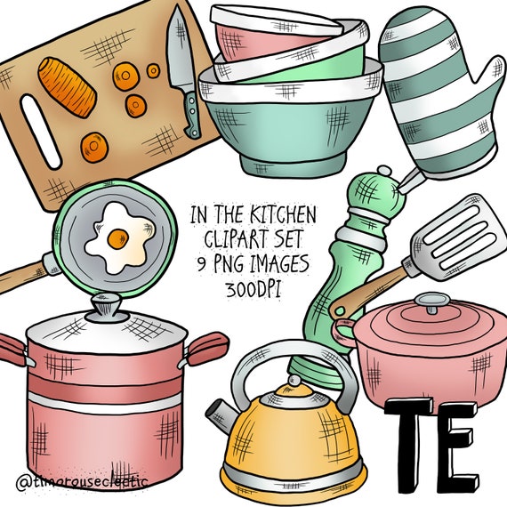 In the Kitchen Clipart Set. 9 x PNG Images. Cooking Baking | Etsy