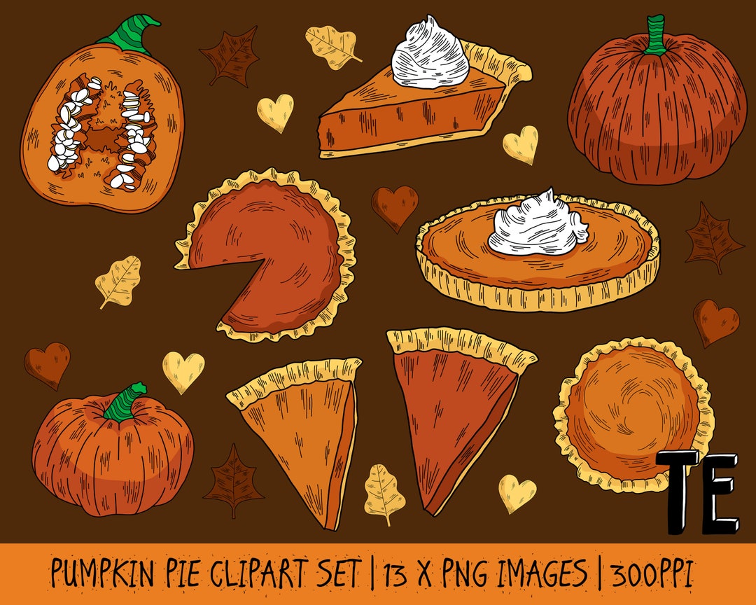 Thanksgiving Pumpkin Pie Clipart Set 13 X PNG Images. Fall Theme for