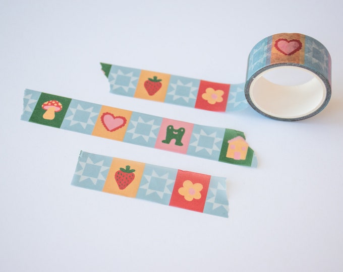 Quilt Washi Tape Frog Mushroom Strawberry Cute Decorative Tape