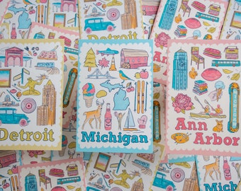 Michigan Ann Arbor Detroit Postcard Print 4x6" Wall Art Great Lakes Souvenir Michigan Merch Greetings from Michigan