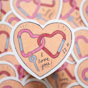 Sticker Je t'aime coeur mousqueton Sticker fierté saphique lesbienne WLW LGBTQ+
