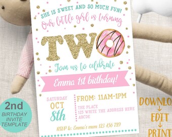 2nd birthday invite etsy