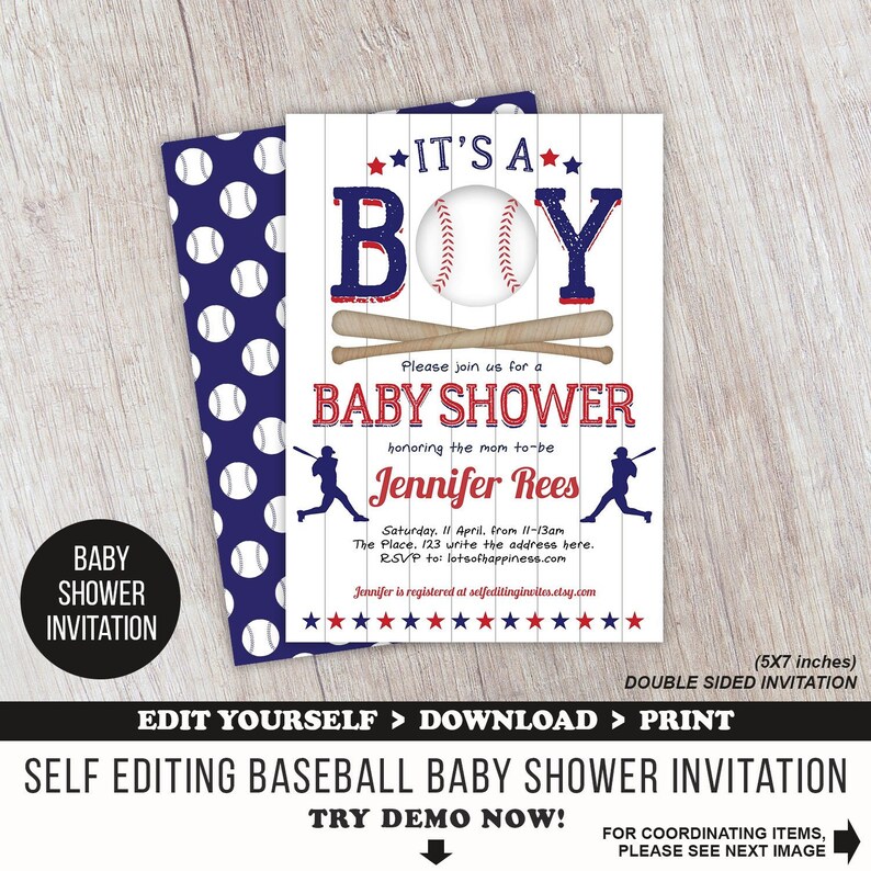 Baseball Baby Shower Invitation It's a Boy Little Etsy