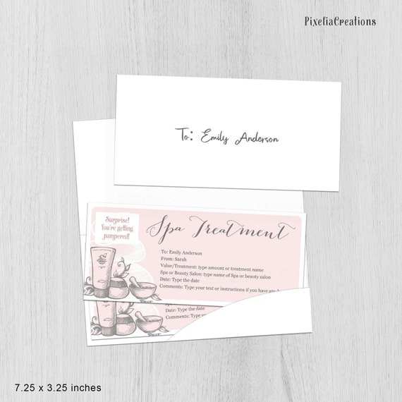 Spa gift voucher, Bridesmaid gift, Spa treatment voucher, Gift certificate template, Instant download, Printable voucher template Il_570xn