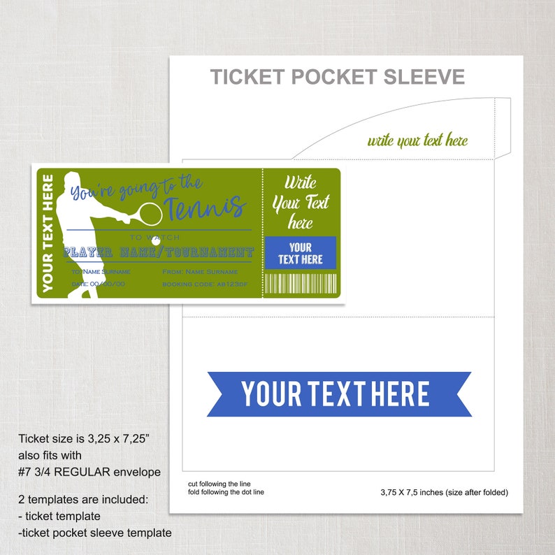 Father day Tennis Gift Ticket Printable Tennis Tournament Etsy