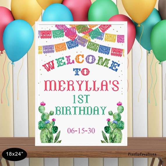 Fiesta Party, welcome sign, Birthday Fiesta Welcome sign, Printable, Mexican, Fiesta, Cinco de mayo, Party Welcome sign, Instant download Il_570xn