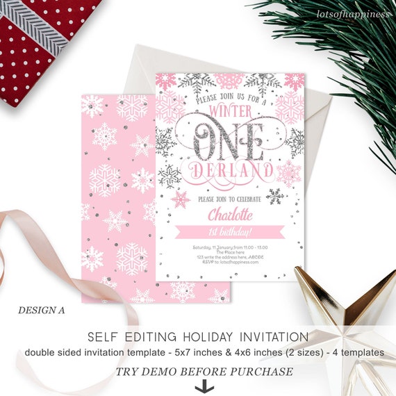 Winter ONEderland Invitation Girl, Winter Onederland Girl, Winter Birthday Party, First Birthday Girl, Printable, Instant Download, PDF Il_570xn