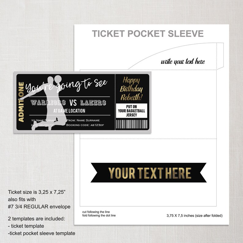 Surprise Basketball Ticket Printable Basketball Game Ticket Etsy UK