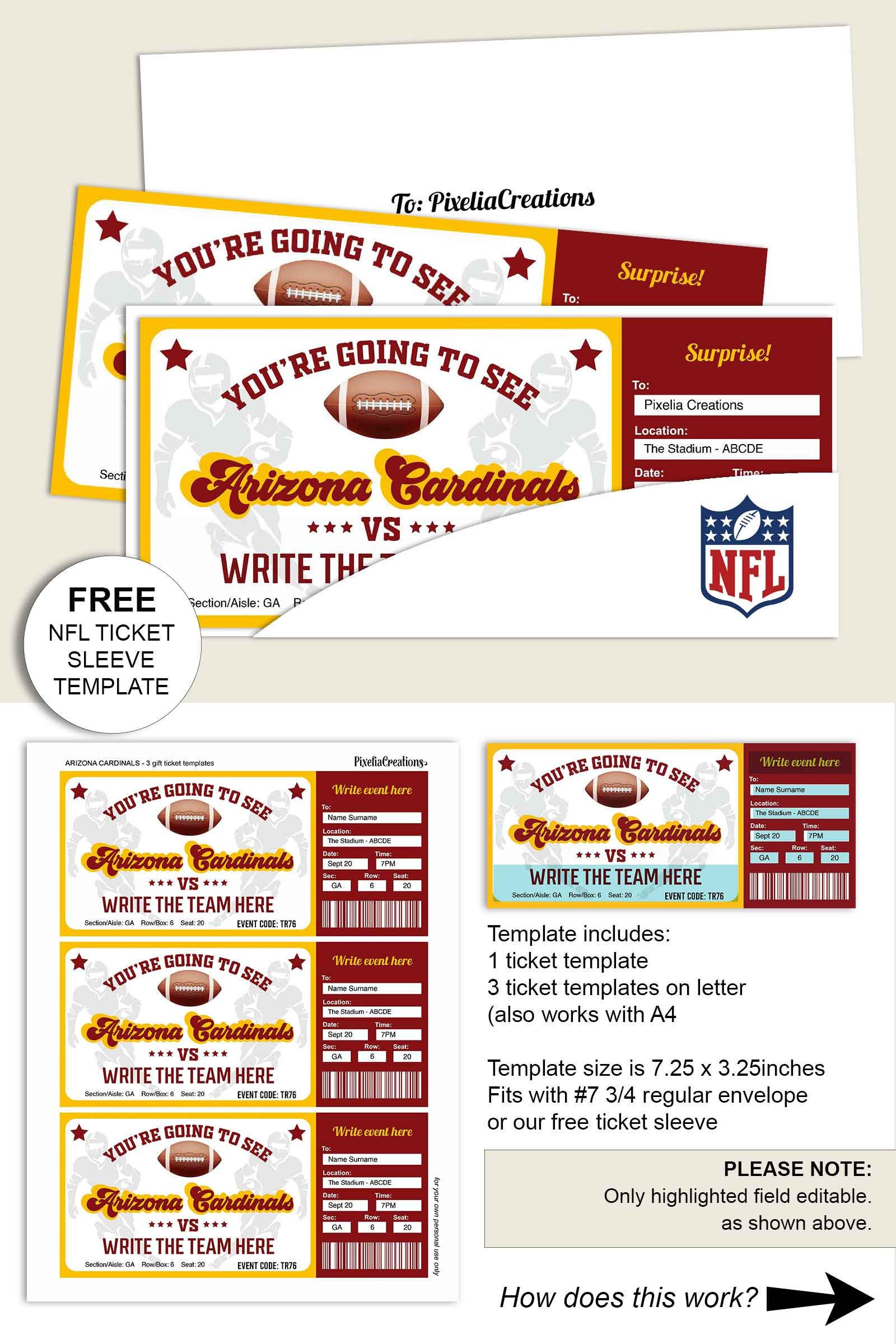arizona cardinals inspired cardinal tickets surprise gift etsy