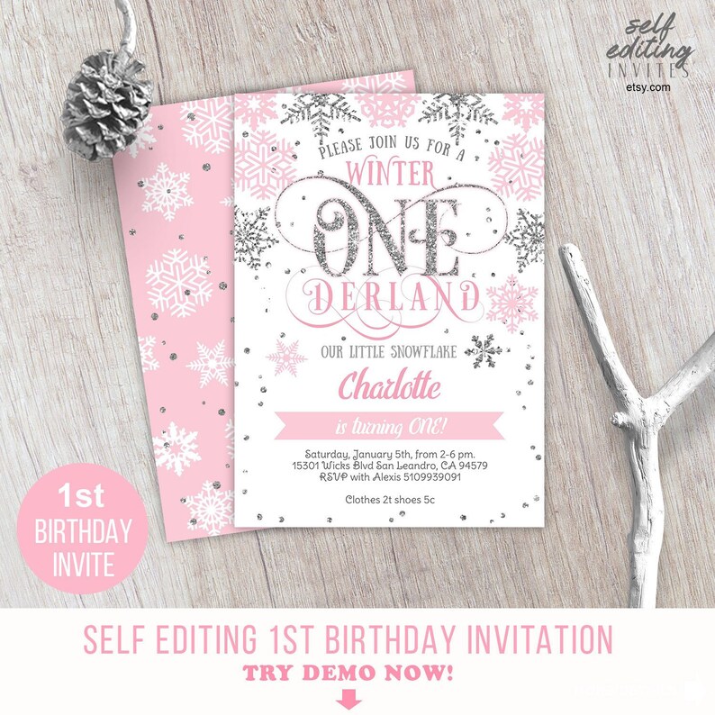 Winter Onederland Invitation Girl Editable Printable - vrogue.co