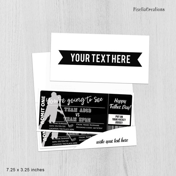 Father day, Hockey Ticket, Surprise Game Ticket, Hockey Ticket Gift,Printable, Editable Ticket, Voucher Certificate, Instant download Il_570xn