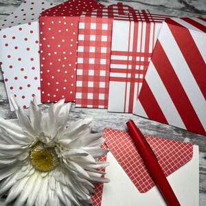 Red Mini Envelopes, Note Cards, Set of 6 Envelopes, Journal Envelopes