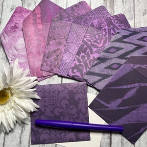 Purple Mini Envelopes, Note Cards, Set of 8 Envelopes, Journal Envelopes