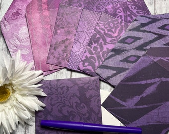 Purple Mini Envelopes, Note Cards, Set of 8 Envelopes, Journal Envelopes