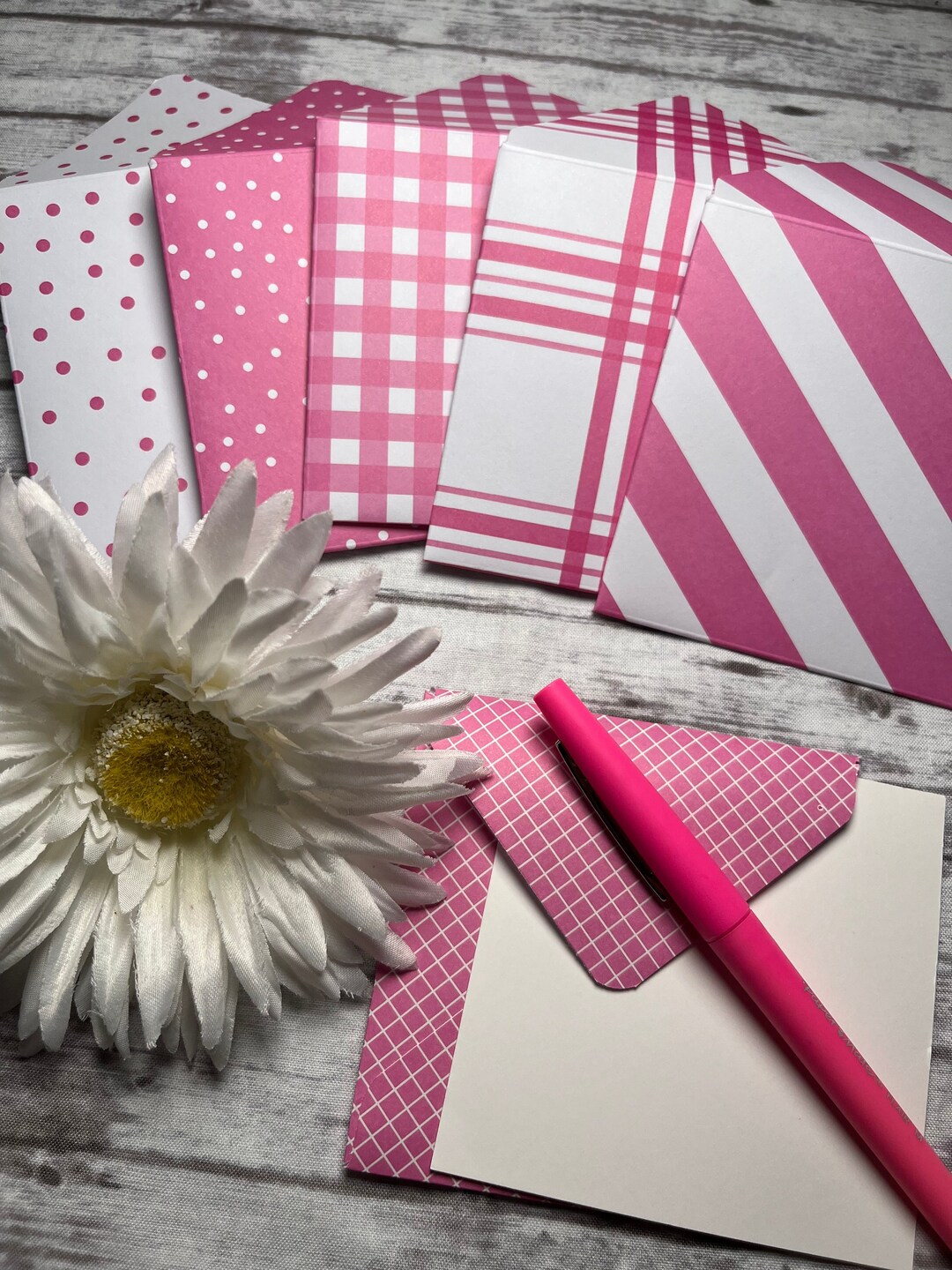Pink Mini Envelopes, Note Cards, Set of 6 Envelopes, Journal Envelopes ...