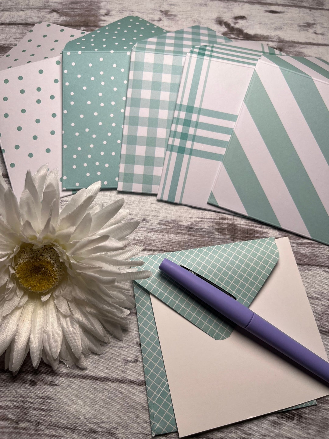 Light Aqua Mini Envelopes, Note Cards, Set of 6 Envelopes, Journal ...