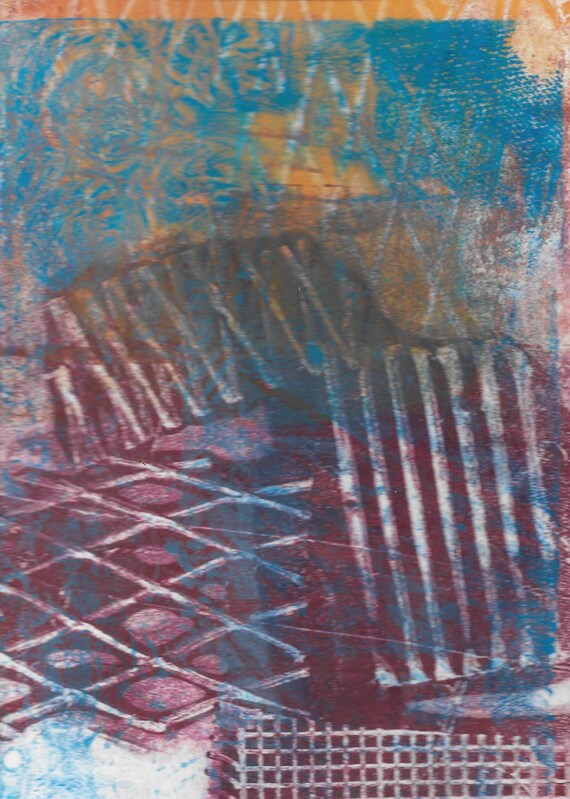 mounted and signed. SALE abstract monoprint piece by Jess Levine