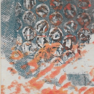 mounted and signed. SALE abstract monoprint piece by Jess Levine