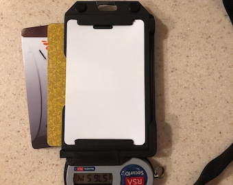 Side Slide - 3D Printed RSA Id Token Holder and TRIPLE ID holder - up to 3 badges, 1840-3081