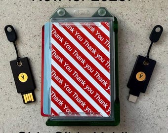 Side Slide Yubikey Token and Badge Holder with up to 3 ID Cards