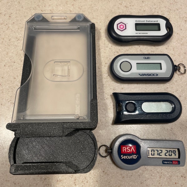 Side Slide Full View - Token and badge holder - up to 3 tokens and 3 badges, 1840-3081. RSA, SafeNet, Digipass Go 6, Entrust Datacard