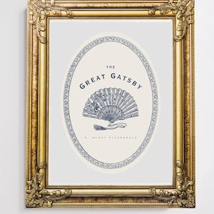 El Gran Gatsby - Impresión clásica de literatura de F. Scott Fitzgerald / 45,7 x 60,9 cm, descarga instantánea - Póster de película y portada de libro vintage