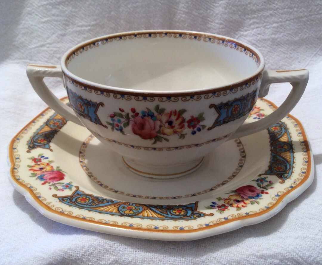 W.H. Grindley Cream Cups or Small Soup Cups and Saucers Etsy