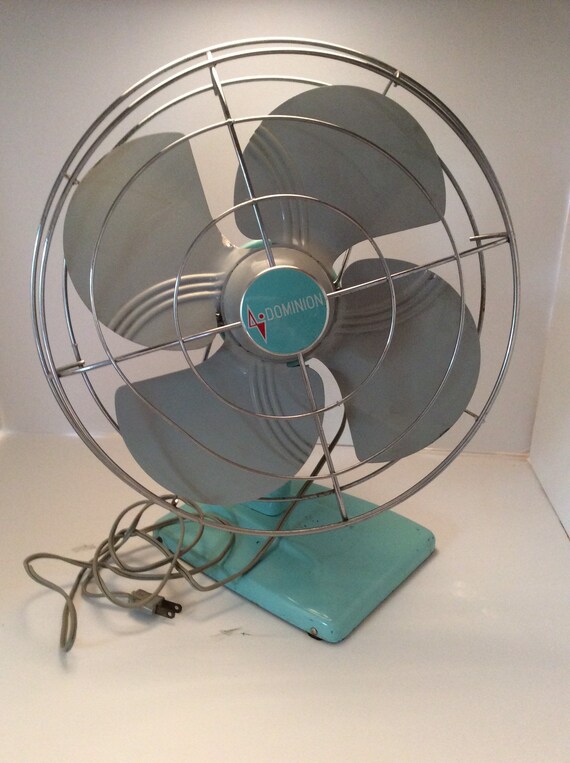 Vintage Electric Fan Dominion Ocsilating Turquois Blue Desk Etsy